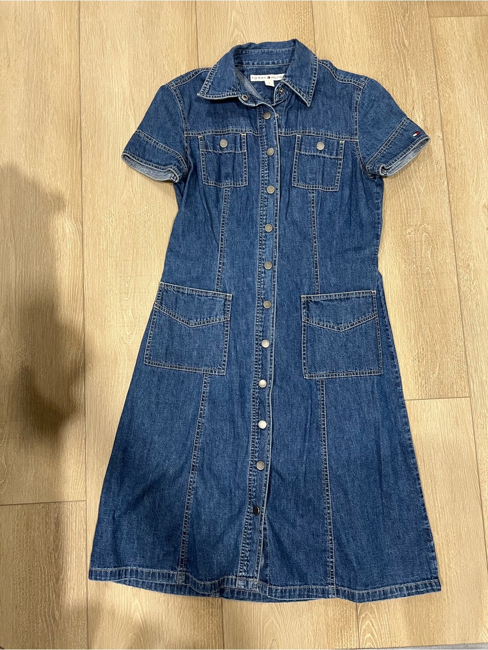 Vintage Tommy Hilfiger Dark Blue Denim Short-Sleeve Dress